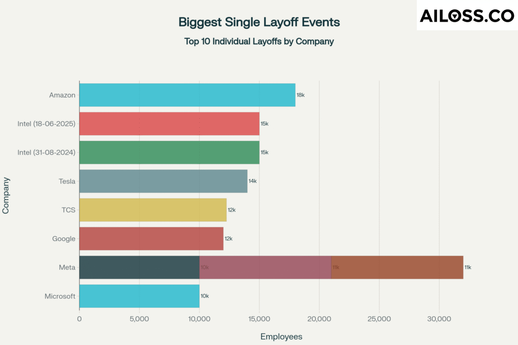 biggest single lay off events by tech companies in USA and worldwide